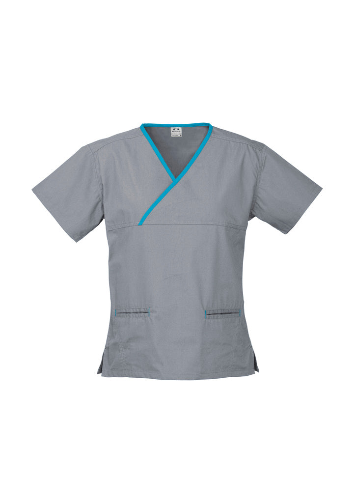 Biz H10722 Ladies Contrast Crossover Scrubs Top