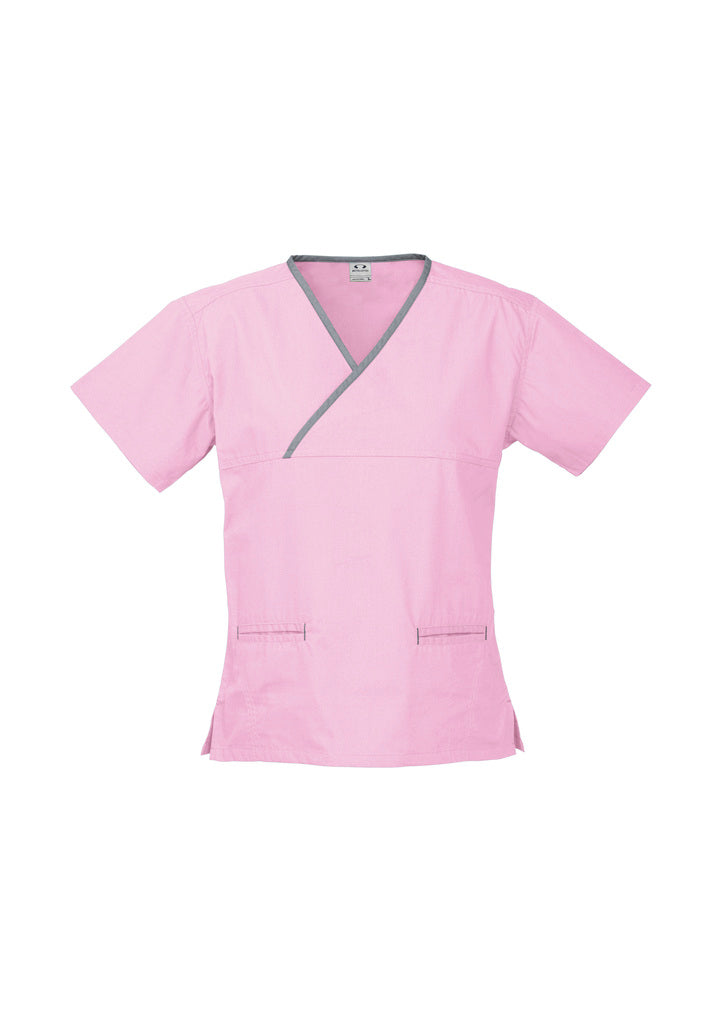 Biz H10722 Ladies Contrast Crossover Scrubs Top