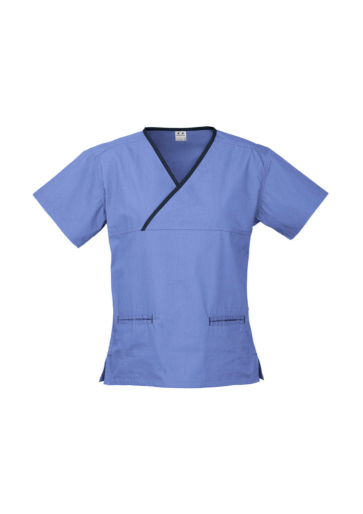 Biz H10722 Ladies Contrast Crossover Scrubs Top