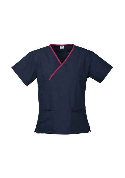 Biz H10722 Ladies Contrast Crossover Scrubs Top