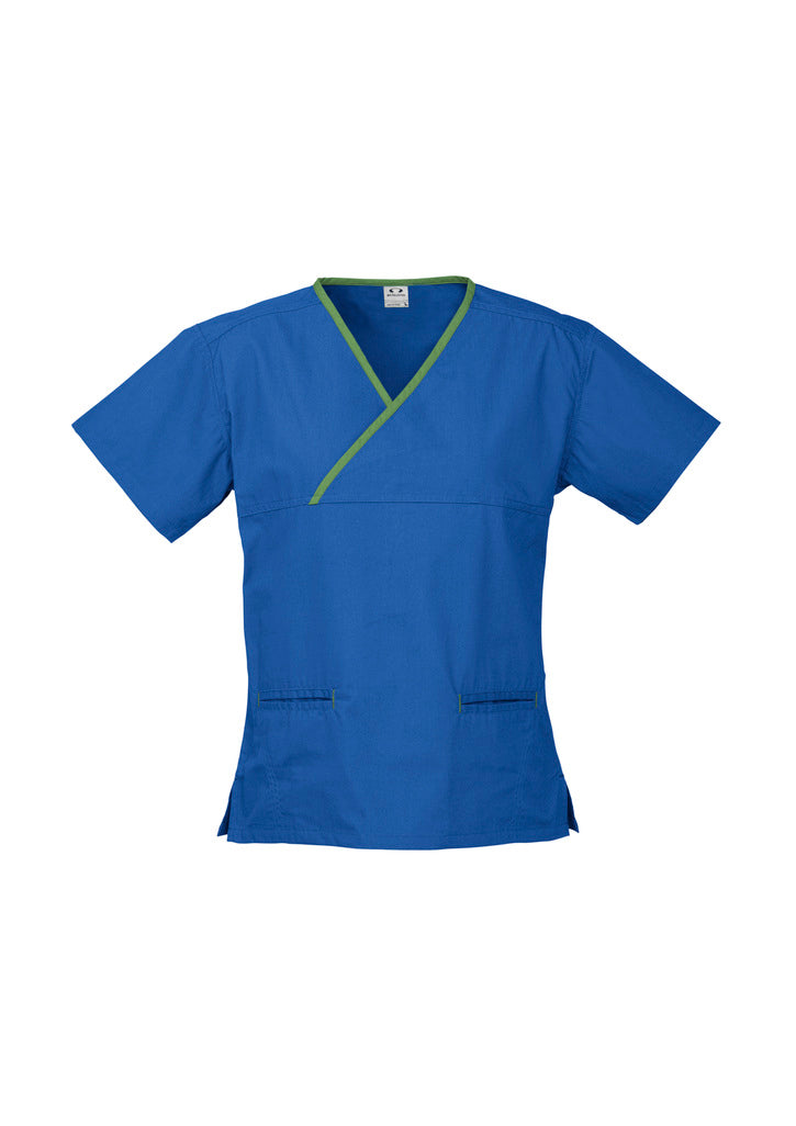 Biz H10722 Ladies Contrast Crossover Scrubs Top
