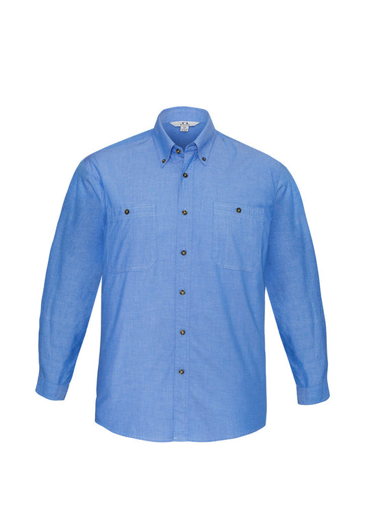 Biz SH112 Mens Wrinkle Free Chambray Long Sleeve Shirt