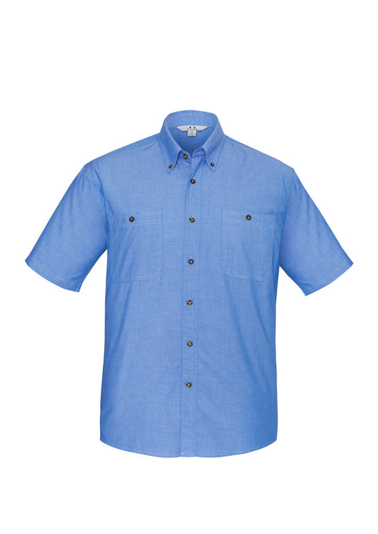 Biz SH113 Mens Wrinkle Free Chambray Short Sleeve Shirt